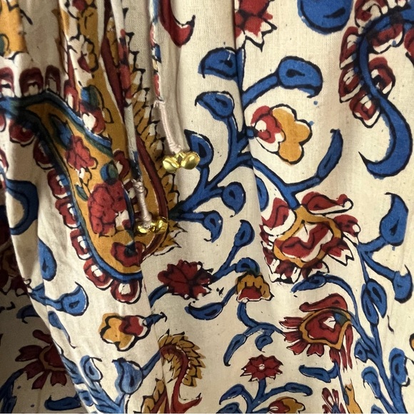 RIVER GODDESS Kaaya 100% Cotton Rani Print Puff Sleeves Maxi Dress Size Medium - Picture 12 of 12